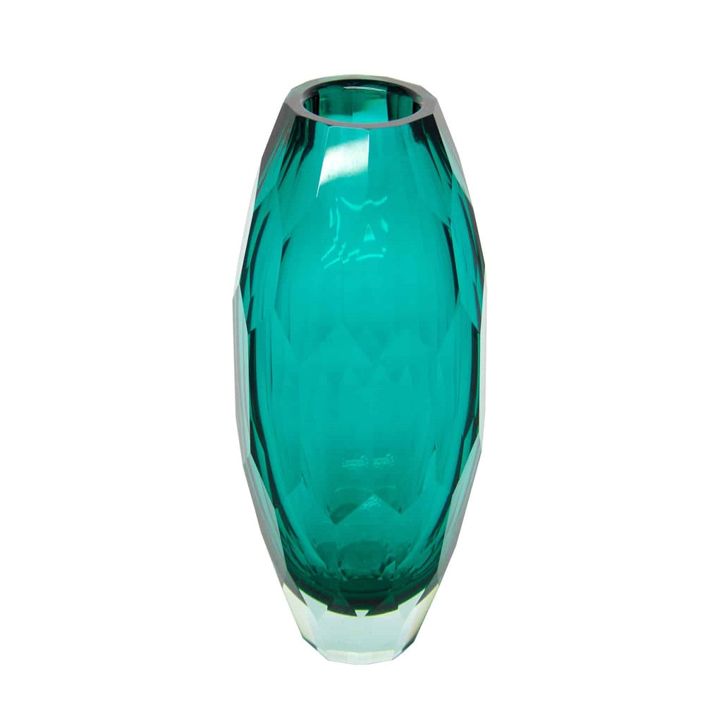 Vaso Decorativo Verde Geométrico Médio