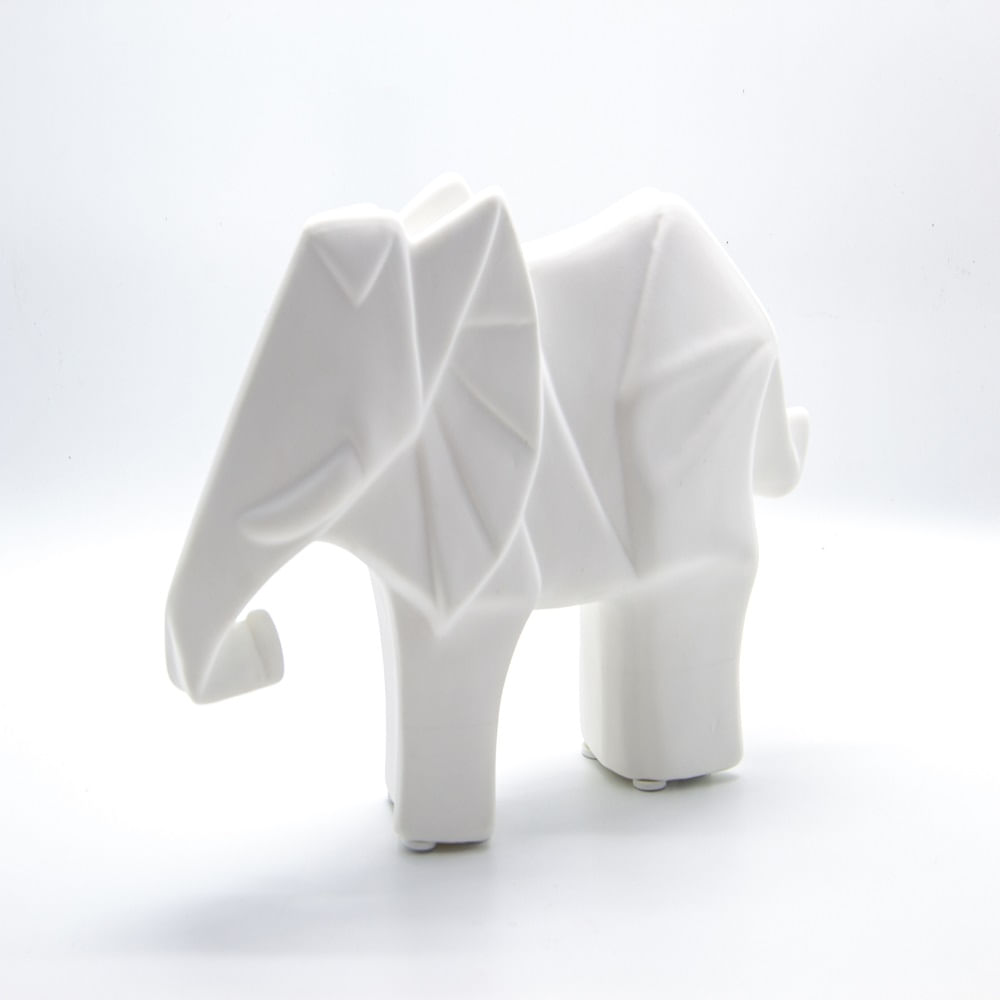 Escultura Decorativa Cerâmica Elefante Geométrico Pequeno