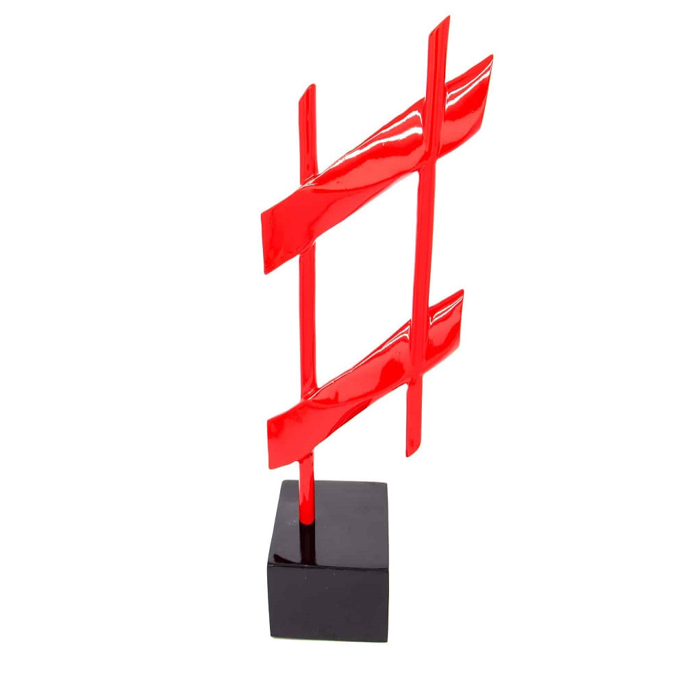 Escultura Decorativa Resina Vermelha Hashtag