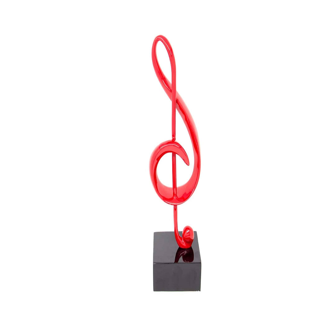 Escultura Decorativa Resina Vermelha Nota Musical Clave