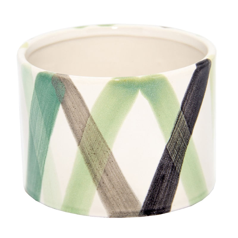 Cachepô Vaso Decorativo Cerâmica Listras Pequeno