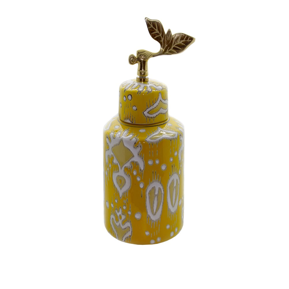 Pote Decorativo Cerâmica Amarelo Inca Pequeno
