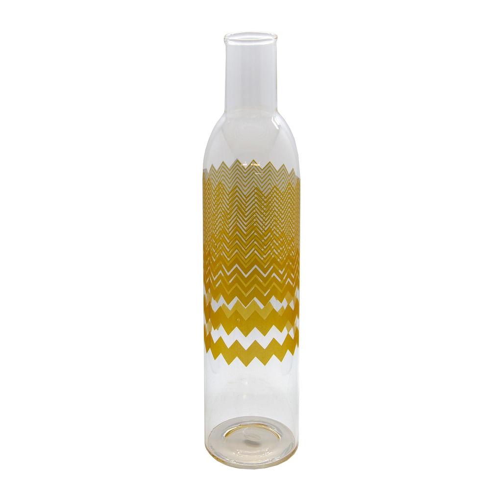 Vaso Vidro Decorativo Amarelo Étnico Médio