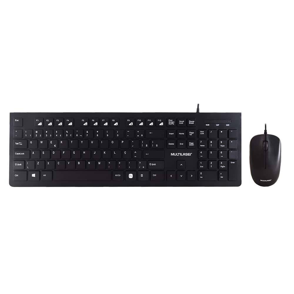 Kit Teclado E Mouse Com Fio Multimídia Usb Slim Preto Multilaser - Tc240 Tc240