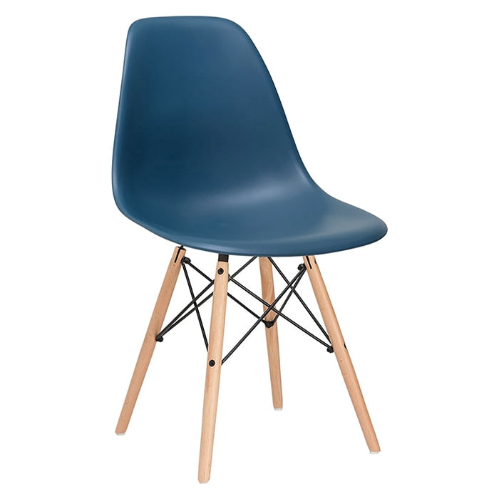 Cadeira Eames Eiffel Dsw - Azul Petróleo - Madeira Clara