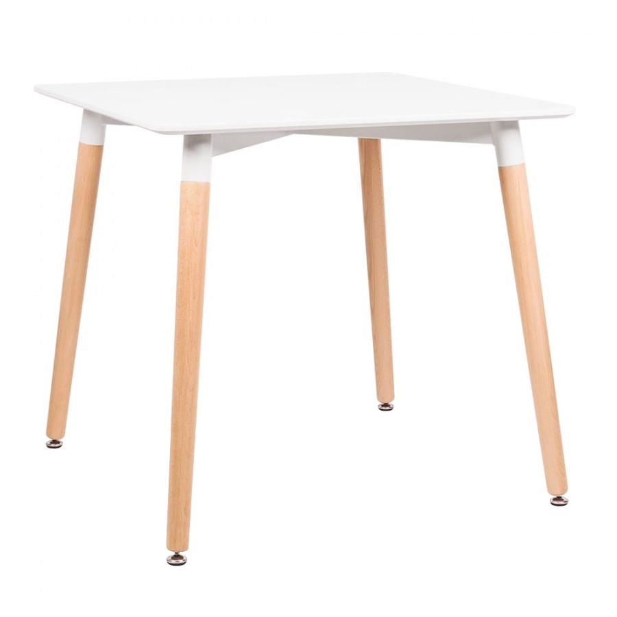 Kit - Mesa De Jantar Quadrada Eames Branco + 2 Cadeiras Estofadas Leda - Cinza Escuro