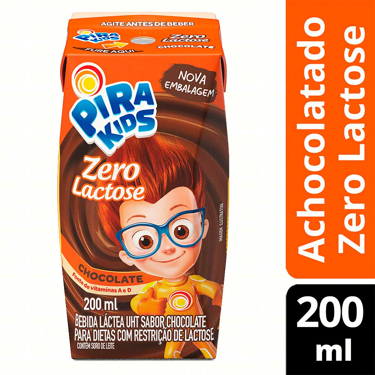 Bebida Láctea UHT Chocolate Zero Lactose Pirakids Caixa 200 ml ...