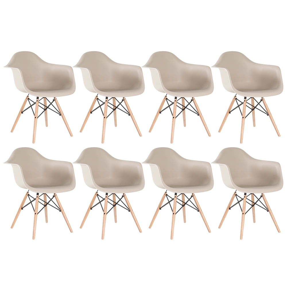 Kit - 8 X Cadeiras Eames Eiffel Daw - Madeira Clara - Bege