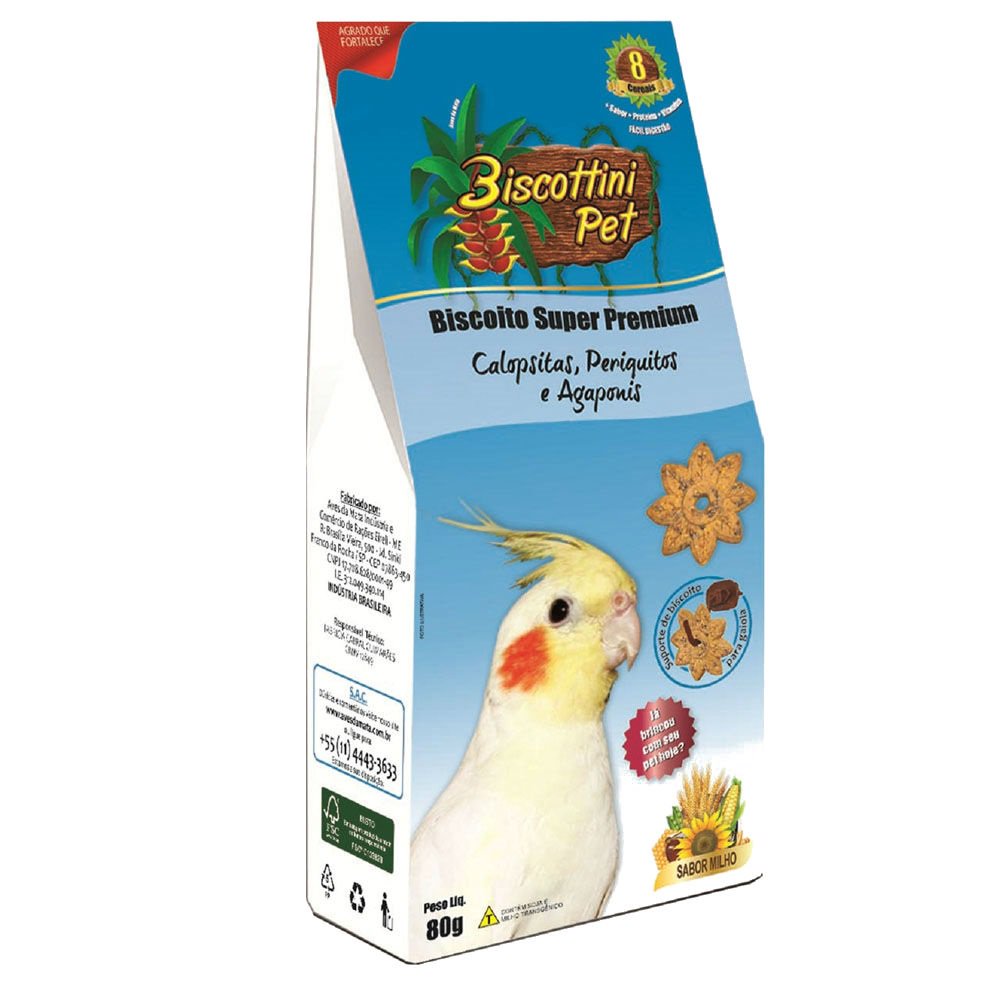 Biscoito Biscottini Pet Super Premium Calopsitas - 80G