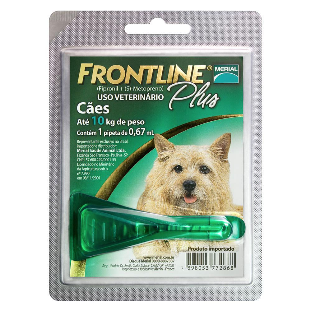 Antipulgas E Carrapatos Frontline Plus Para Cães De 1 A 10Kg - 1 Unidade