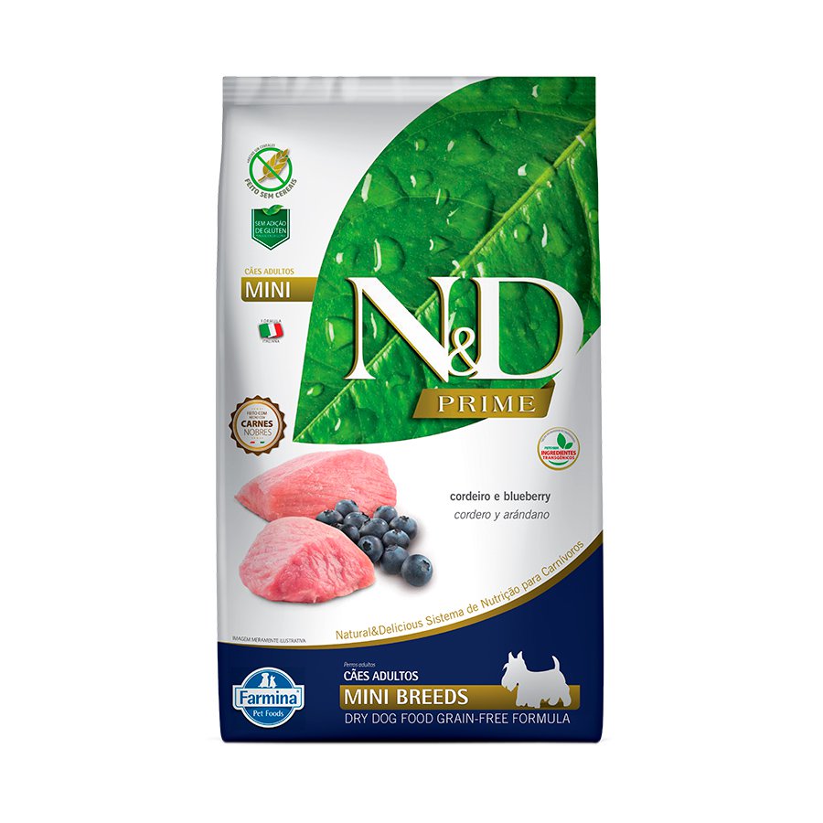 Ração Farmina N&D Prime Para Cães Adultos De Raças Pequenas Sabor Cordeiro E Blueberry - 2,5Kg