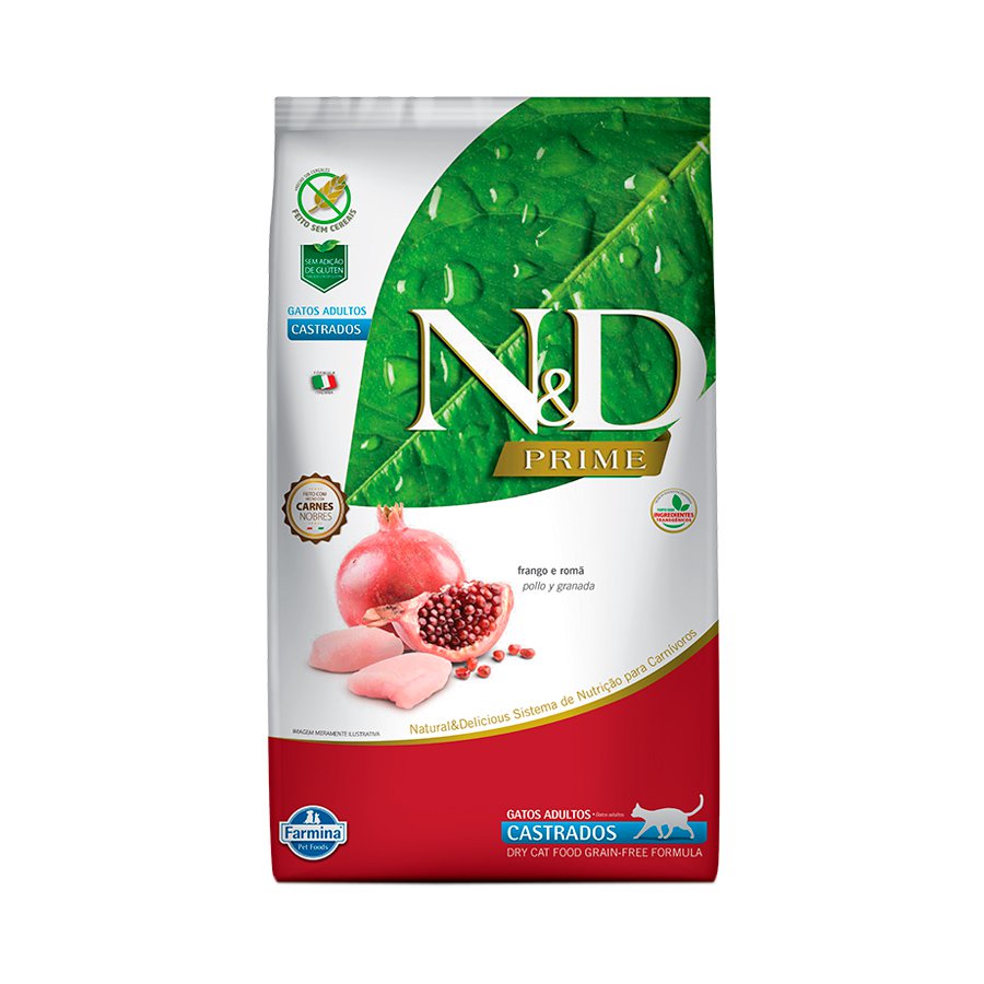Ração N&D Prime Gatos Castrados Sabor Frango Romã - 1,5Kg