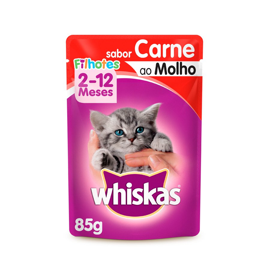 Ração Úmida Whiskas Para Gatos Filhotes Carne Ao Molho - 85G - 1 Unidade