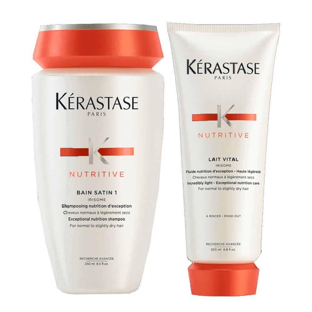 Kérastase Kit Duo Nutritive Irisome Shampoo Bain Satin 1 (250Ml) + Condicionador Lait Vital (200Ml)