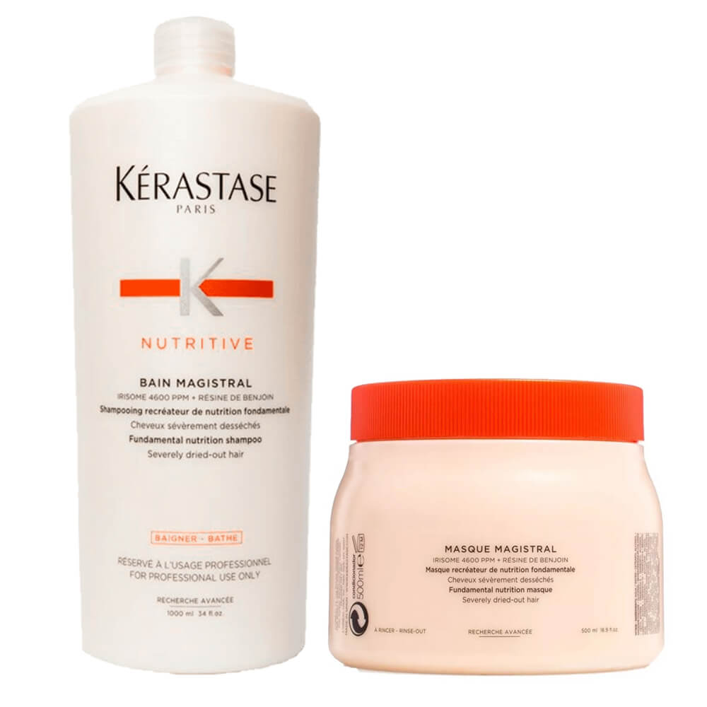 Kit Kérastase Nutritive Irisome Magistral Shampoo 1000Ml + Máscara 500G