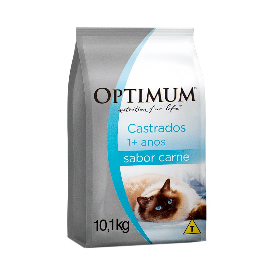 Ração Optimum Para Gatos Adultos Castrados Sabor Carne - 10,1Kg