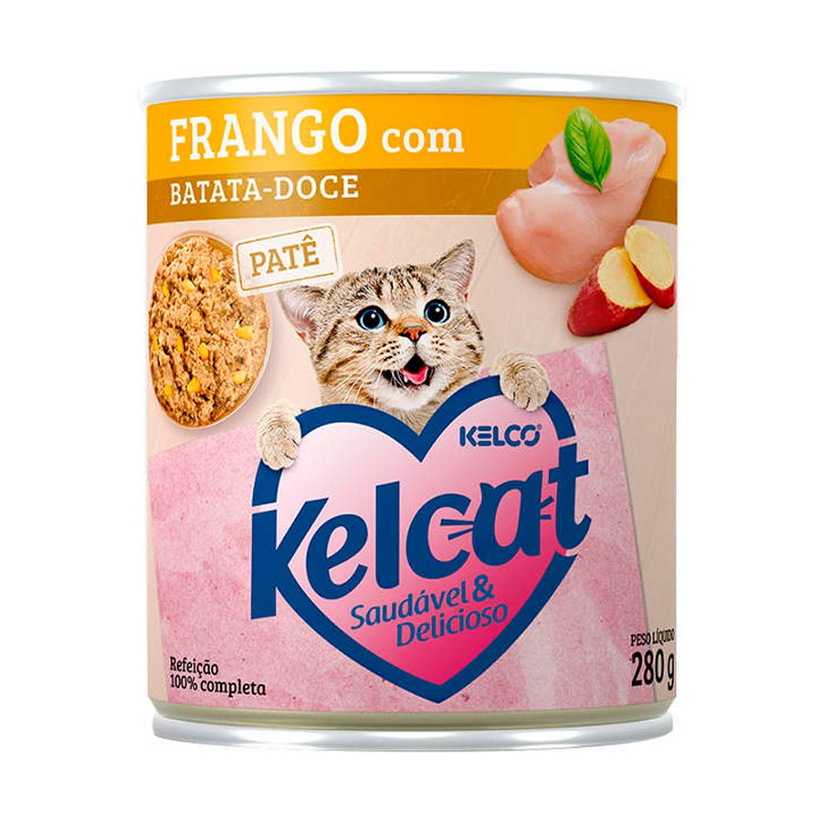 Ração Úmida Kelcat Para Gatos Sabor Frango E Batata Doce 280G