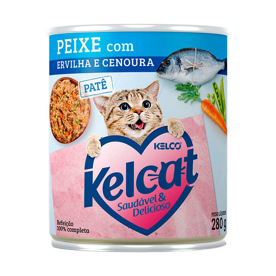Ração Úmida Kelcat Para Gatos Sabor Peixe Com Ervilha E Cenoura 280G