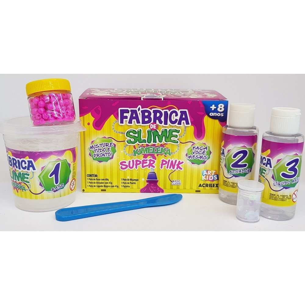 Kit Para Fazer Slime Da Acrilex Kimeleca Super Pink