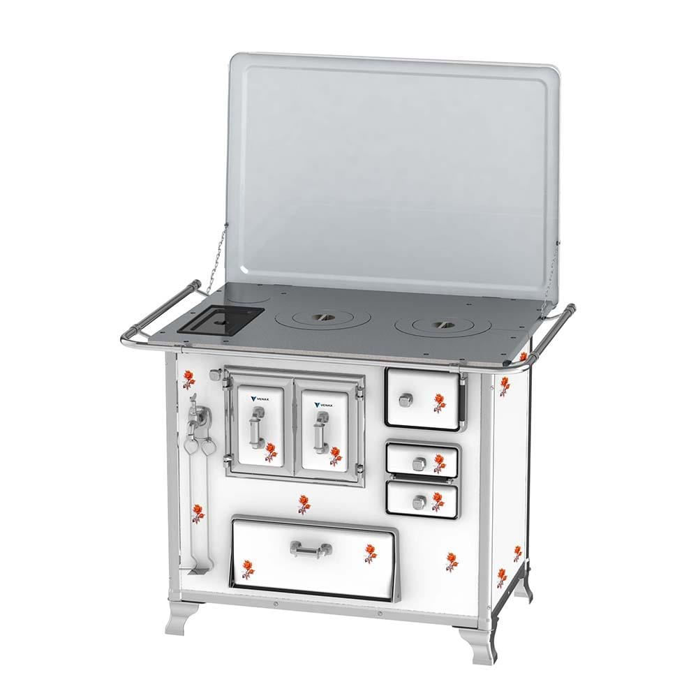 Fogao A Lenha Nº 2 Gabinete Século Xviii Com Tampa Saida Esquerda Cor Branco Flor Com Caldeira