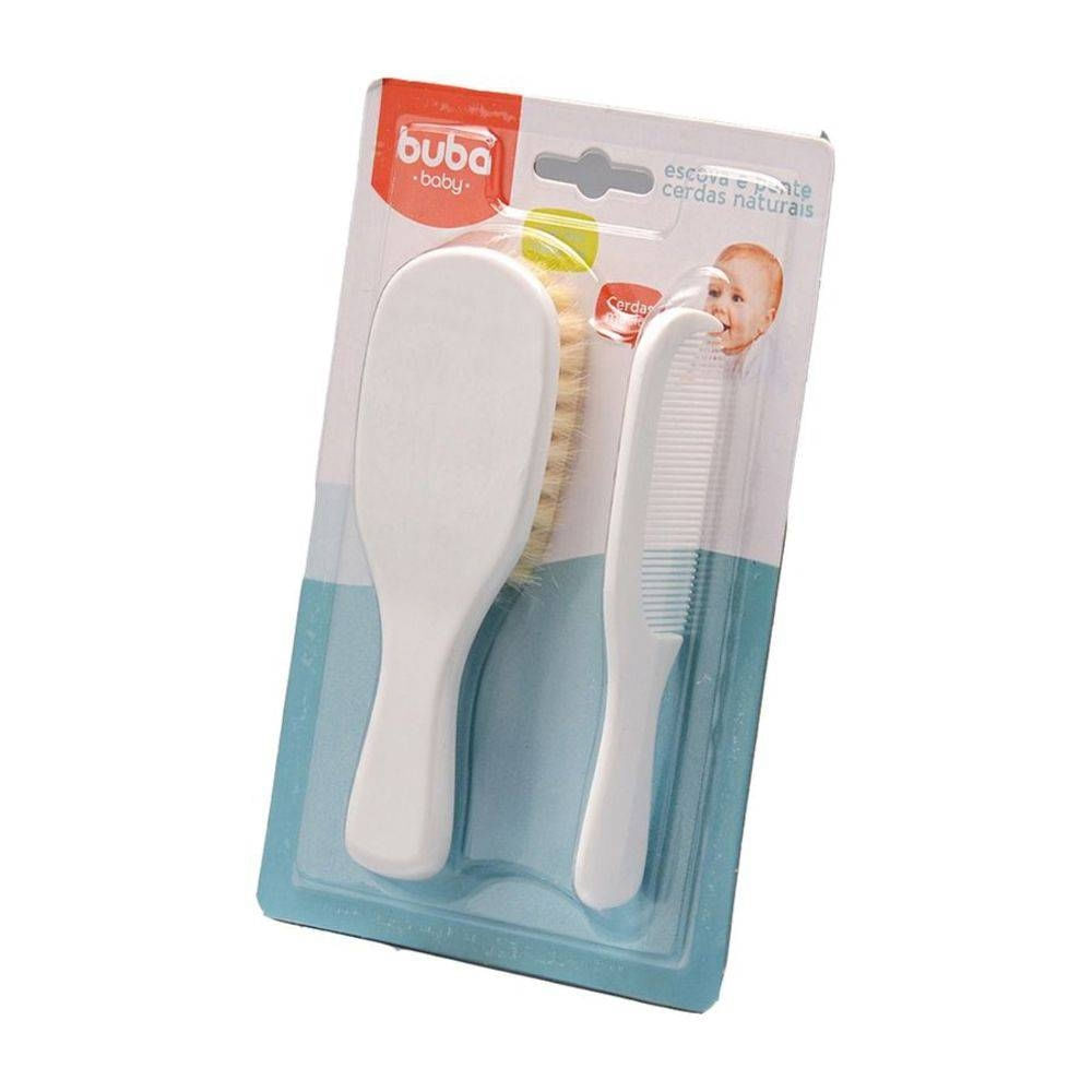 Kit Escova E Pente Baby Cerdas Naturais - Buba