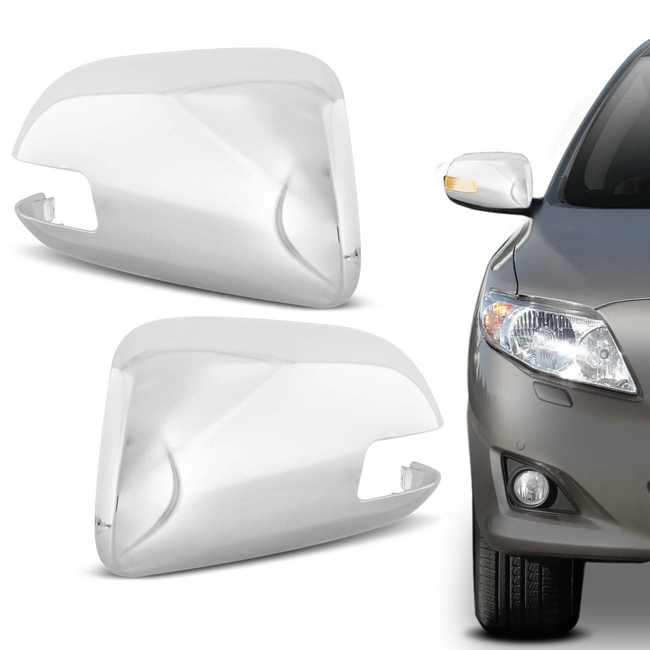 Aplique Cromado Retrovisor Corolla 2008 A 2013 Acabamento E Encaixe Perfeitos