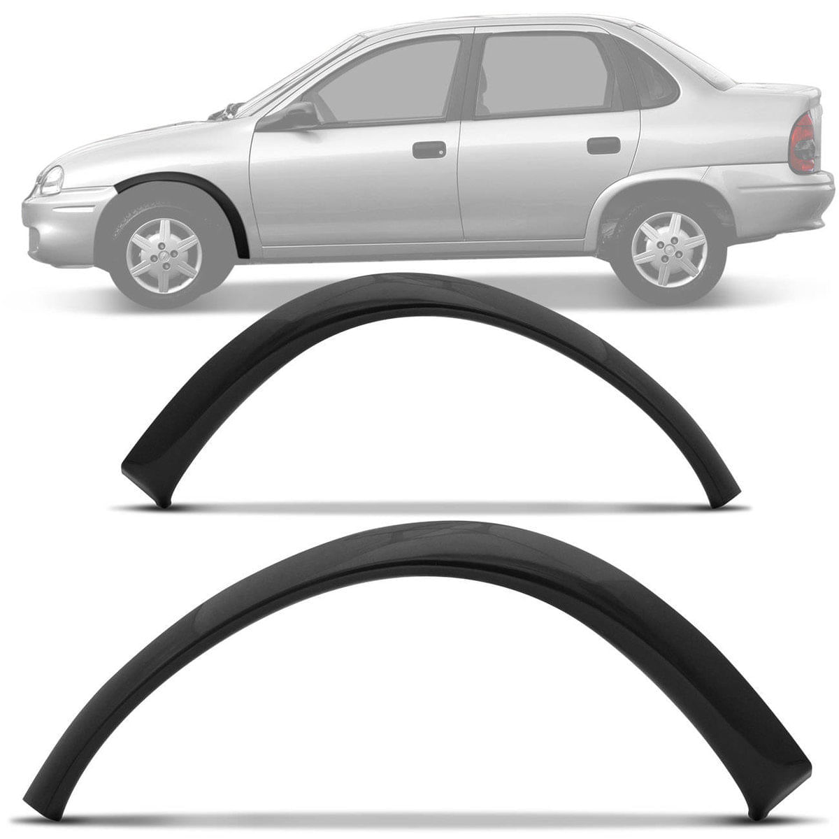 Moldura De Para-Lama Dianteiro Corsa Hatch Sedan Wagon Pick Up Wind Classic 94 A 10 Alargador Preto