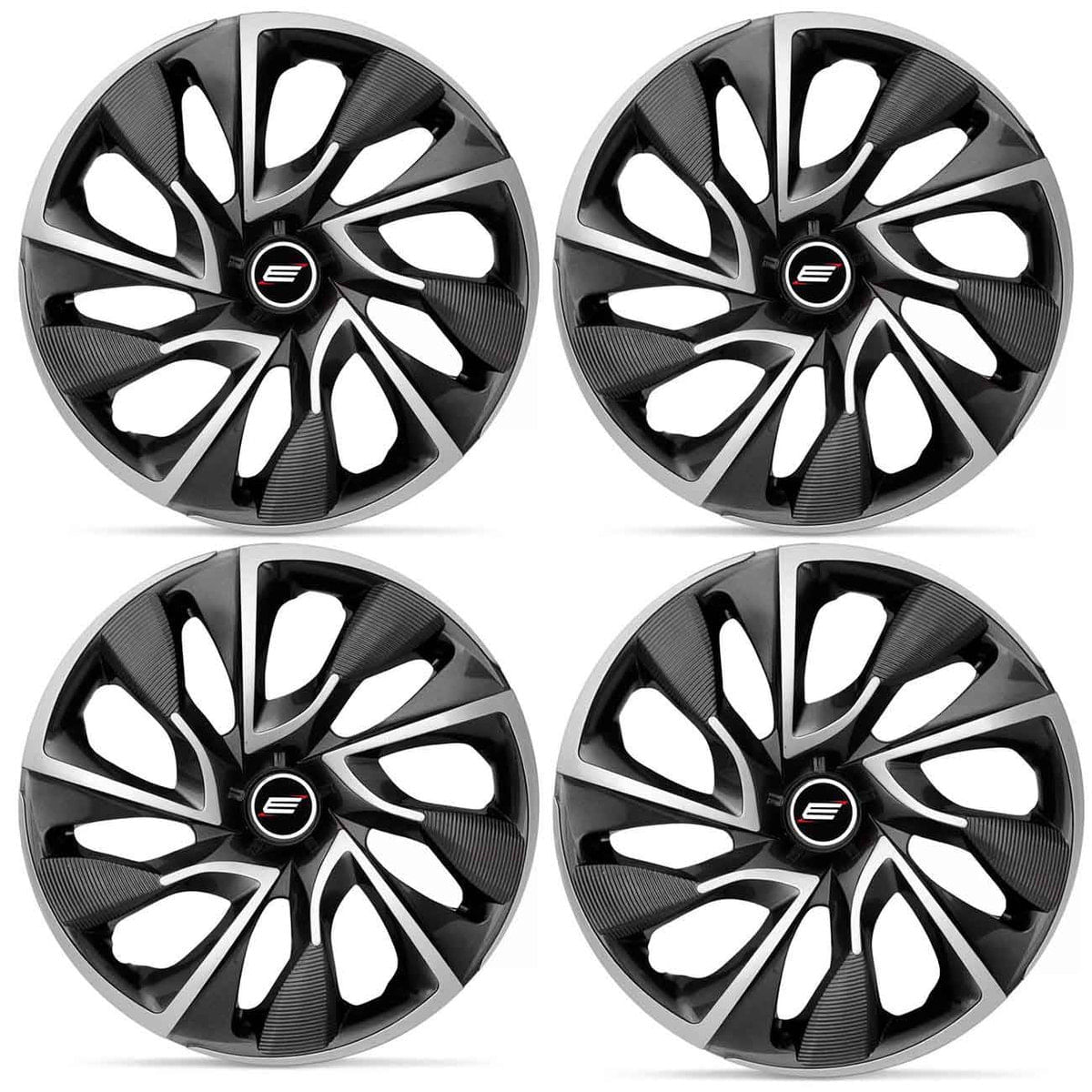 Jogo De Calota Esportiva Tuning Ds4 Sport Cup Aro 14 Universal Grafite E Prata 4 Peças