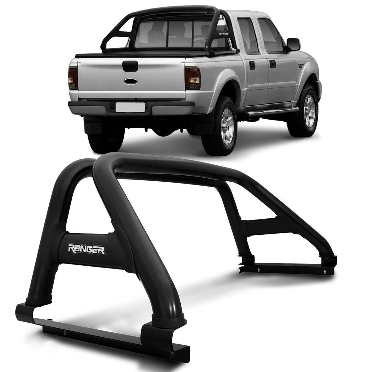 Santo Antônio Duplo Ford Ranger Cabine Simples E Dupla 1998 A 2011 Preto Sem Grade