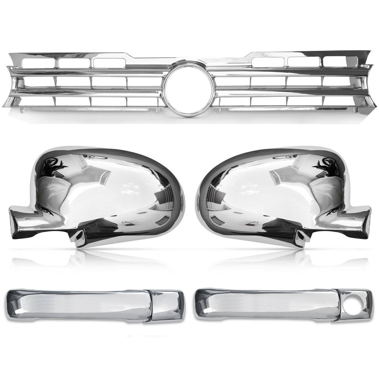 Kit Cromado Gol Parati G2 95 A 99 + Grade Cromada + Maçaneta Cromada 2 Portas