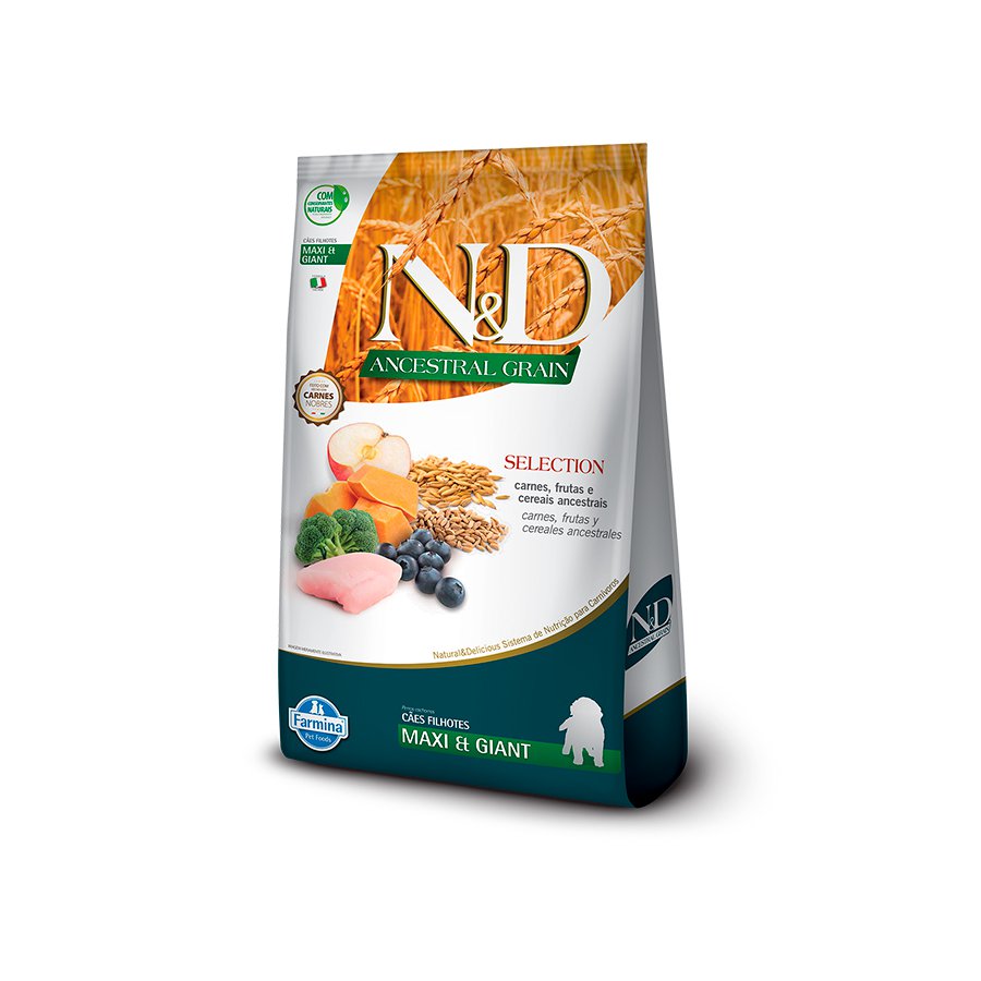 Ração Farmina N&D Ancestral Grain Para Cães Filhotes De Raças Grandes Sabor Frango - 15Kg