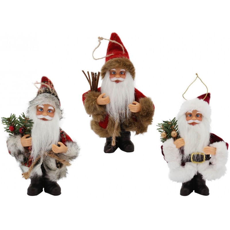 Kit Papai Noel Decor Mix 15Cm 3 Unidades - Magizi