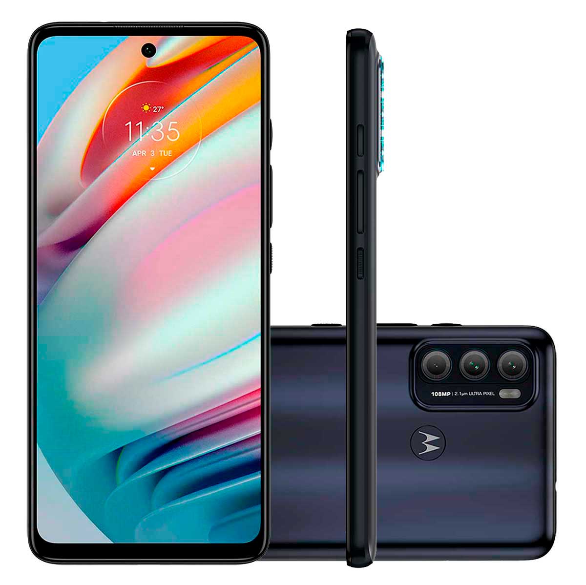 Smartphone Motorola Moto G60 128Gb Preto 4G Tela 6.8" Câmera Tripla 108Mp Selfie 32Mp Android 11