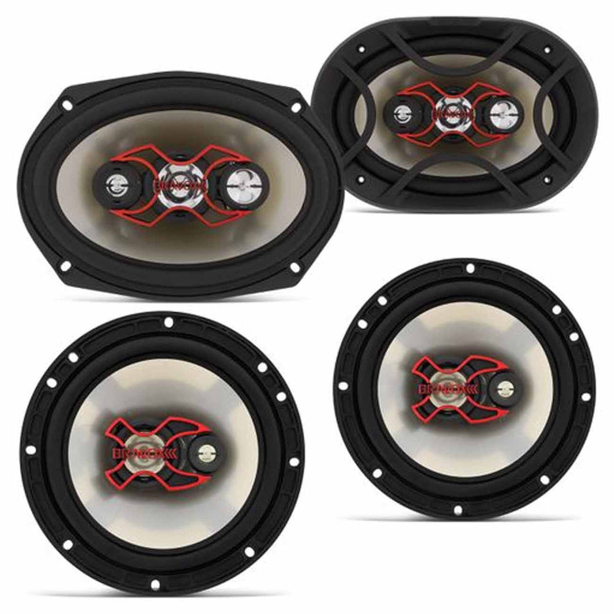 Kit Fácil Bravox Alto Falantes 6' Triaxial E 6X9' Quadriaxial 240W Rms 4 Ohms Bobina Simples