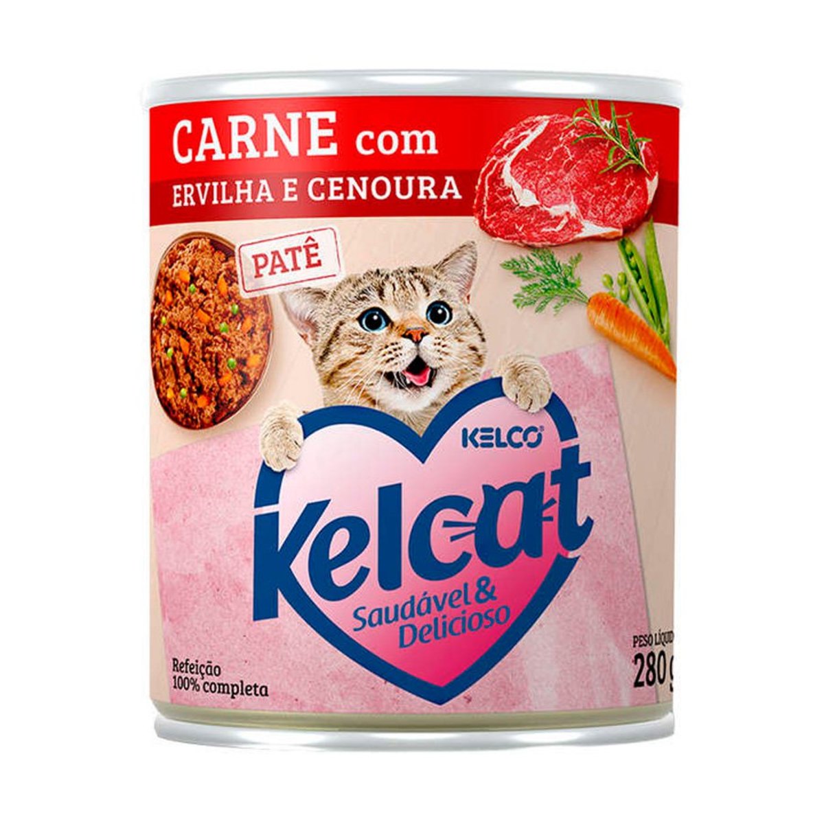 Ração Úmida Kelcat Para Gatos Sabor Carne Com Ervilha E Cenoura 280G