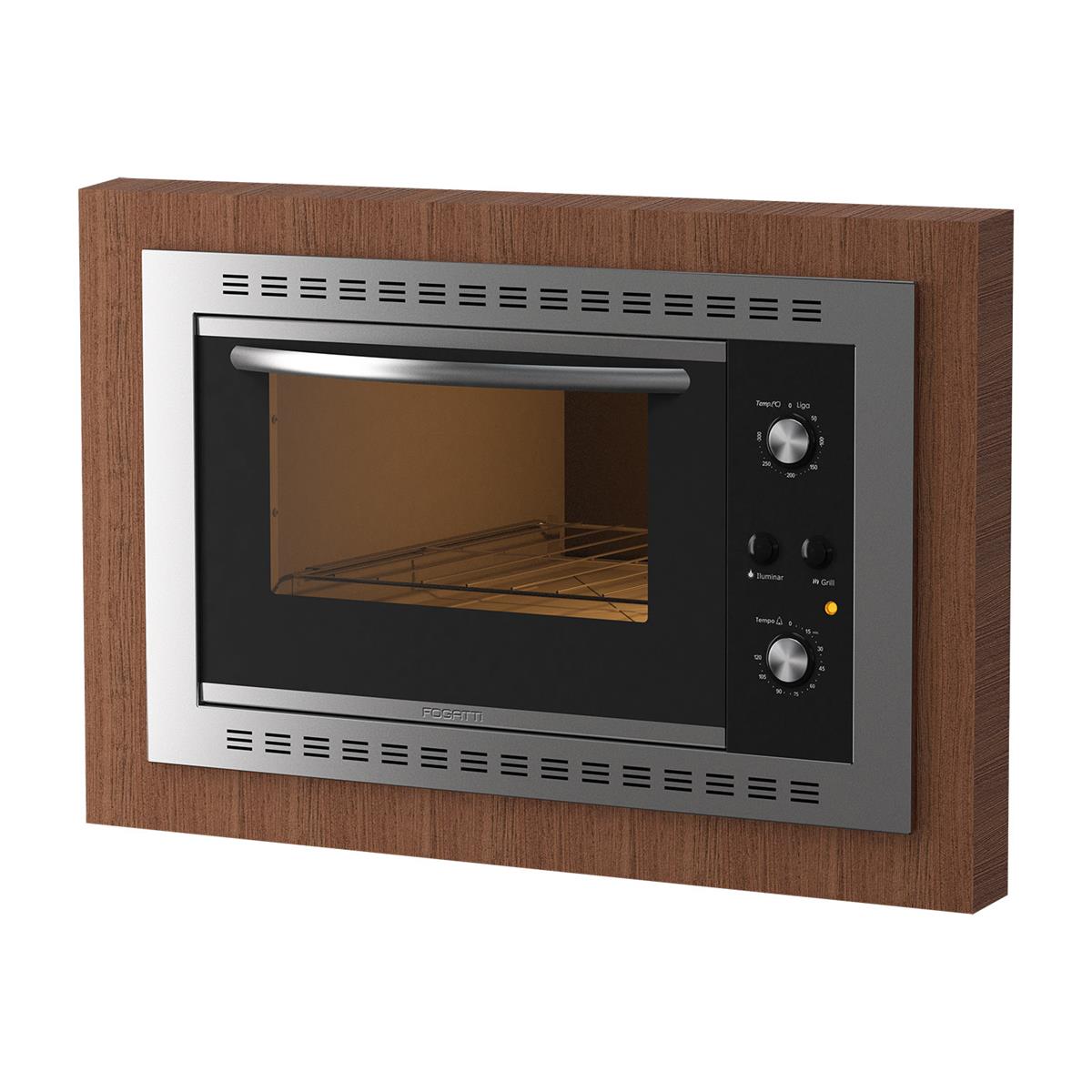 Forno Elétrico De Embutir 45L Inox E Vidro F450 Preto Fogatti - 220V