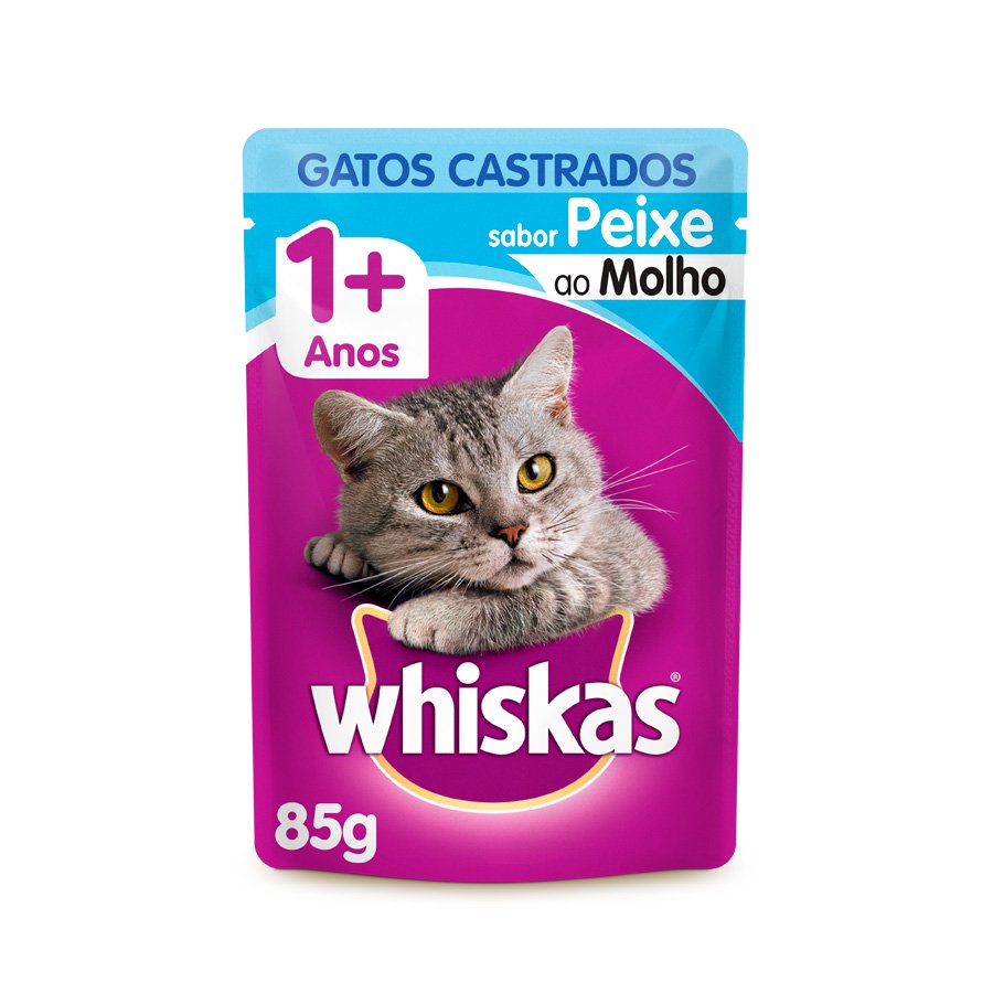 Ração Úmida Whiskas Gatos Castrados Sachê Sabor Peixe - 85G - 1 Unidade