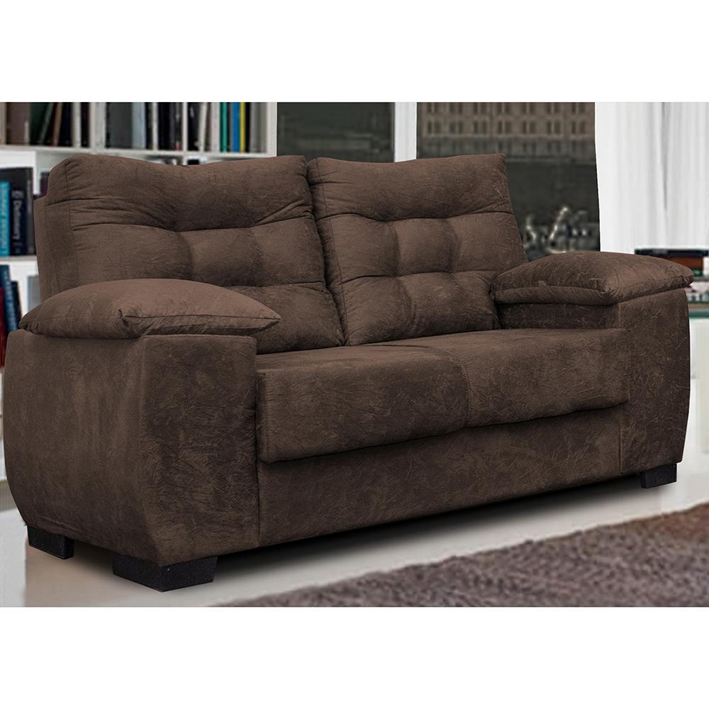 Sofá Luxemburgo 2 Lugares 1,52m Tecido Suede Café
