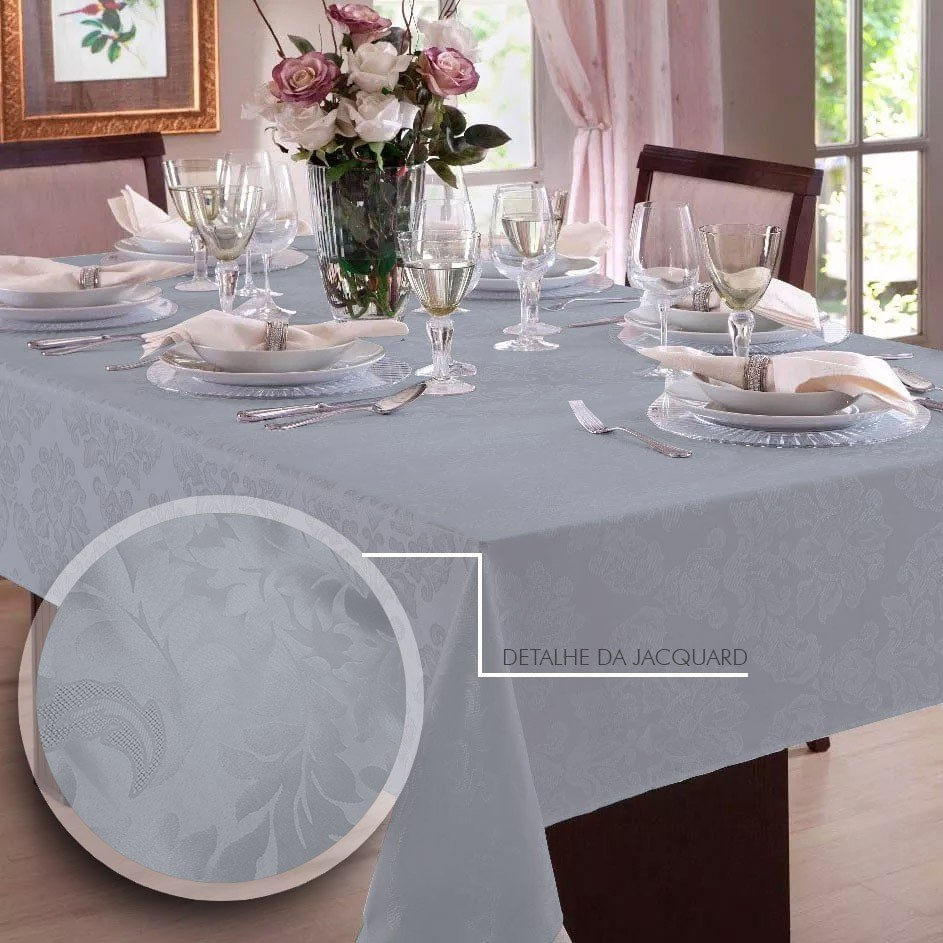 Toalha De Mesa Jacquard 6 Lugares | Admirare Silver