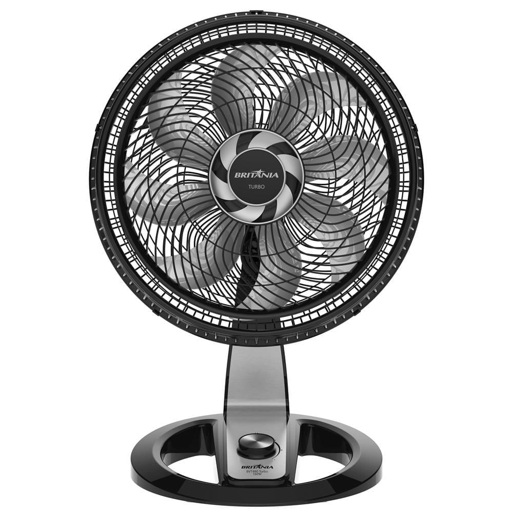 Ventilador De Mesa Britânia Turbo Bvt480, 50Cm, 3 Velocidades, 160W, Preto/Prata - 110V