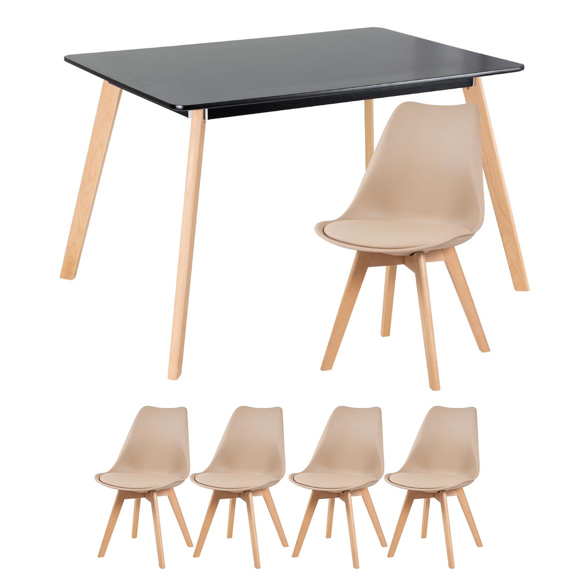 Mesa preto com cadeiras nude