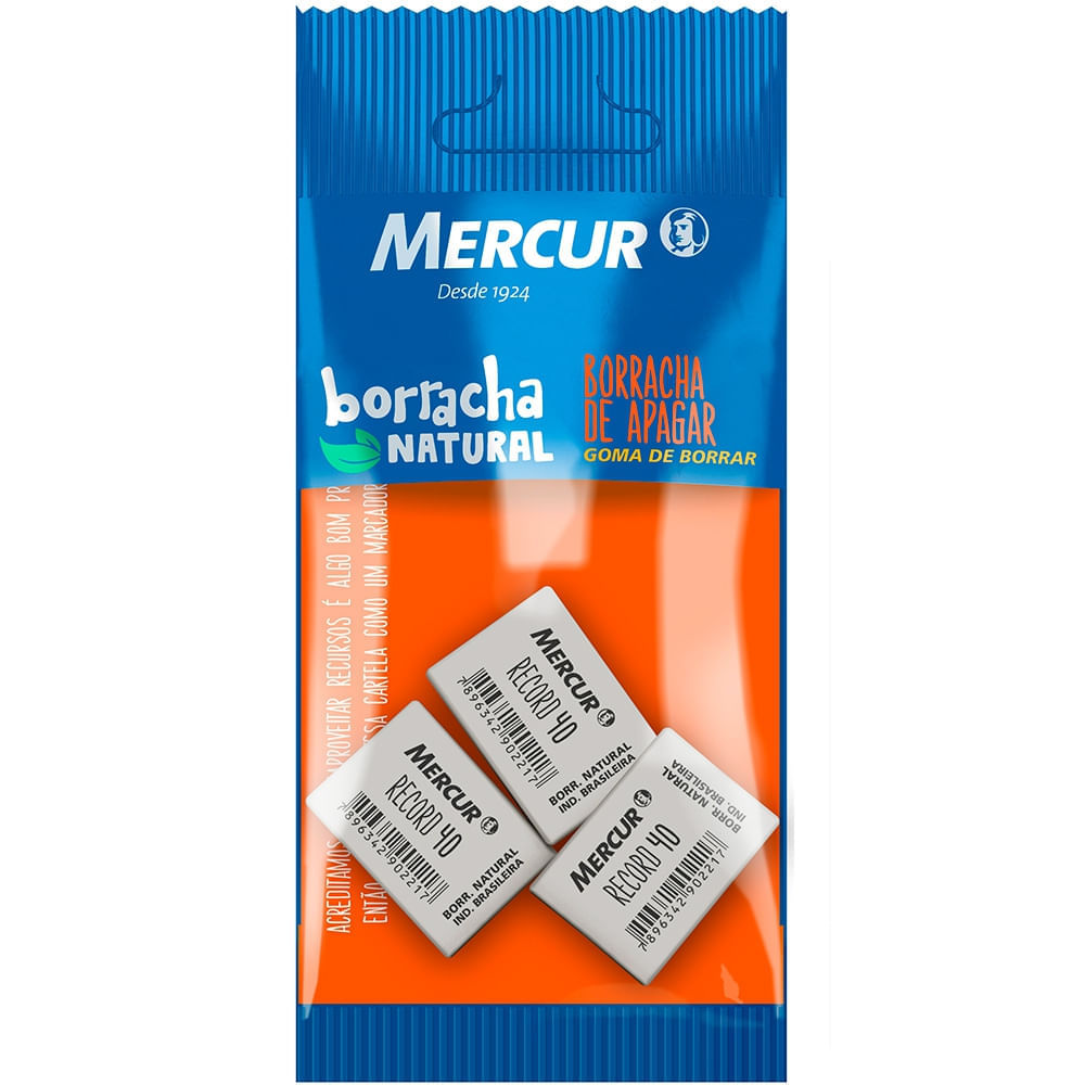 Borracha De Apagar Record 40 Branca Blister Com 3 Unidades