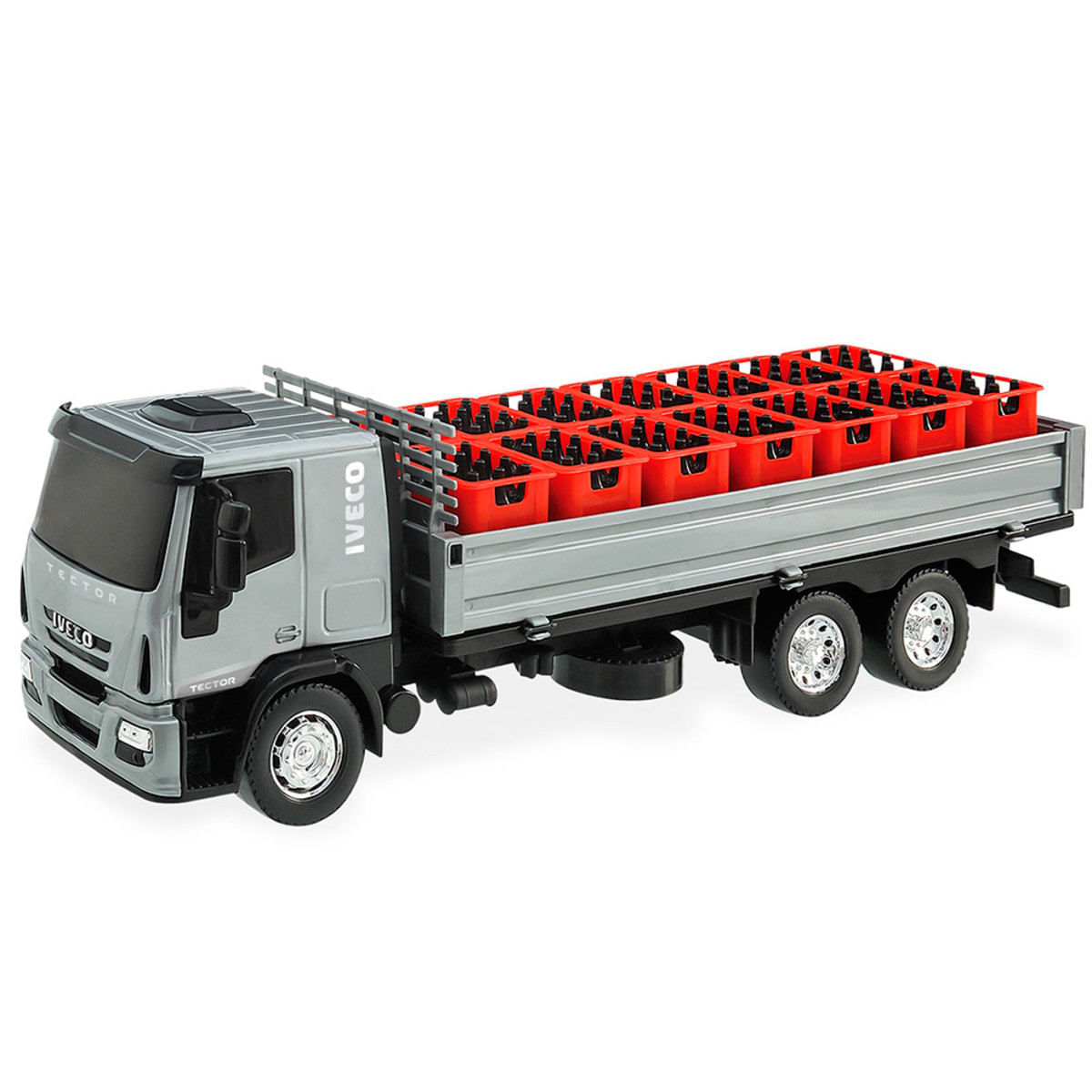 Caminhão Com Caixas De Bebidas Iveco Tector Delivery Usual Plastic Brinquedos - Ref. 341