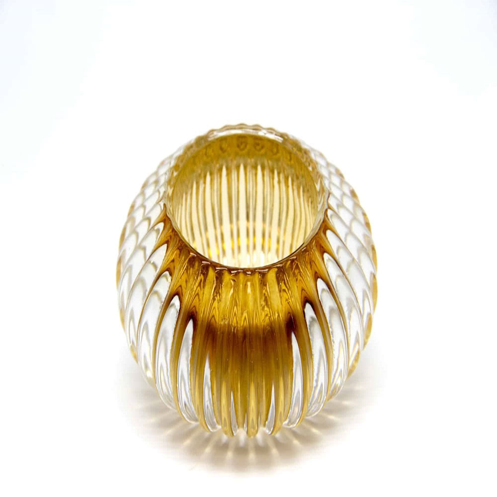 Porta Vela Decorativa Vidro Dourado