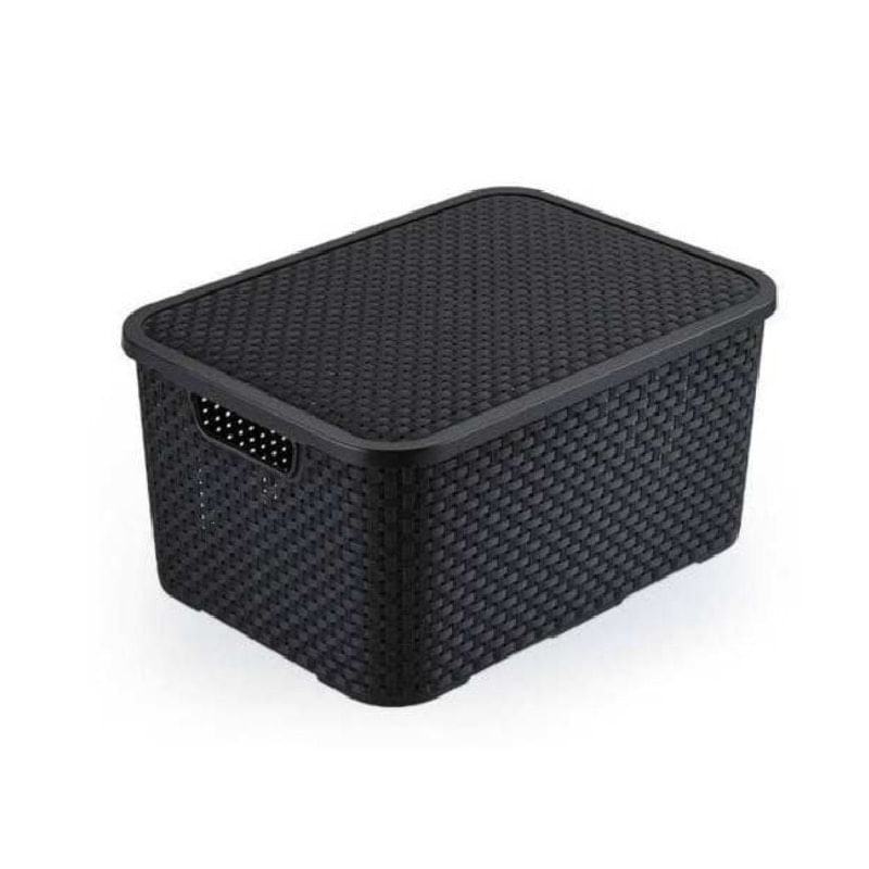 Caixas Organiz Rattan Monte Libano 15L Kit 6 Peças Preto