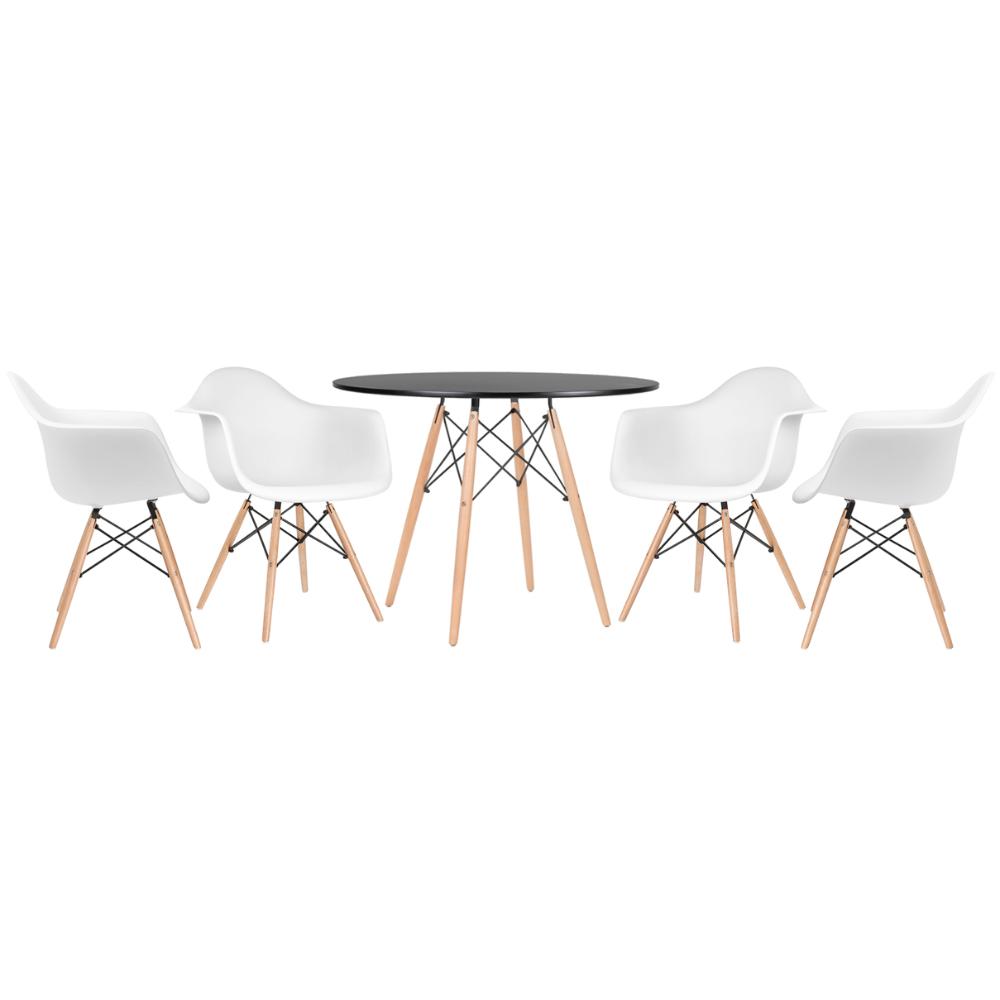 Mesa preto com cadeiras branco