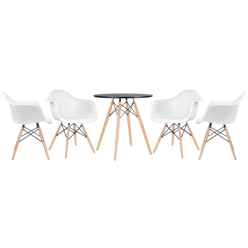 Mesa preto com cadeiras branco