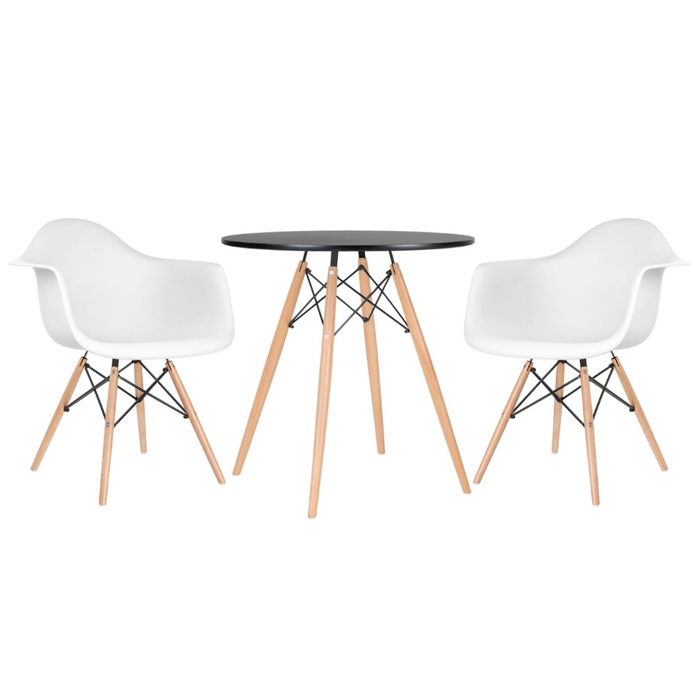Mesa preto com cadeiras branco