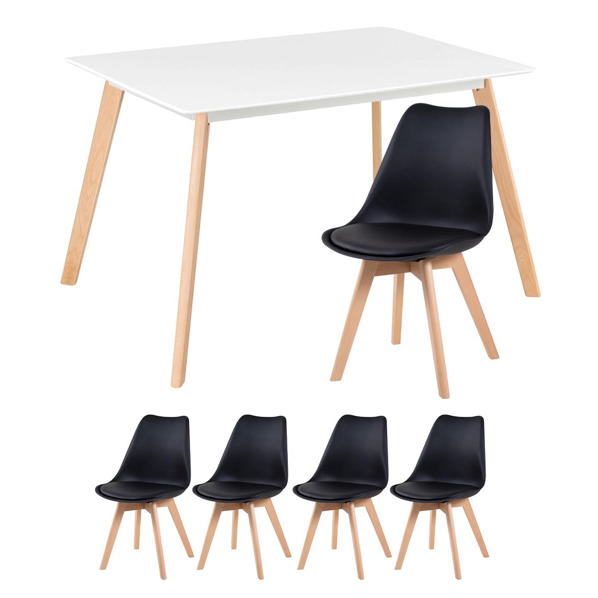 Mesa branco com cadeiras preto