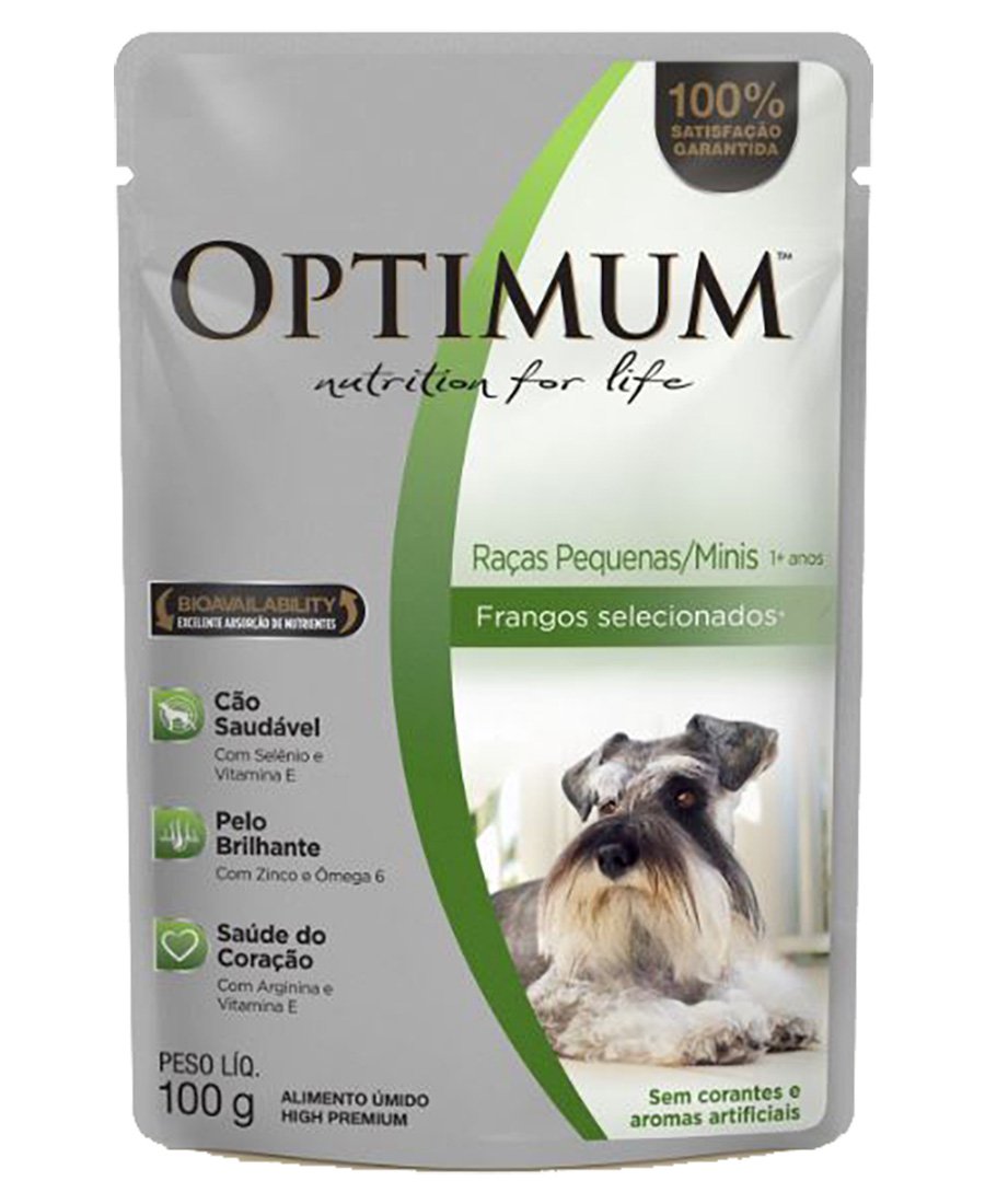 Ração Úmida Optimum Raças Pequenas Sabor Frango - 100G - 1 Unidade